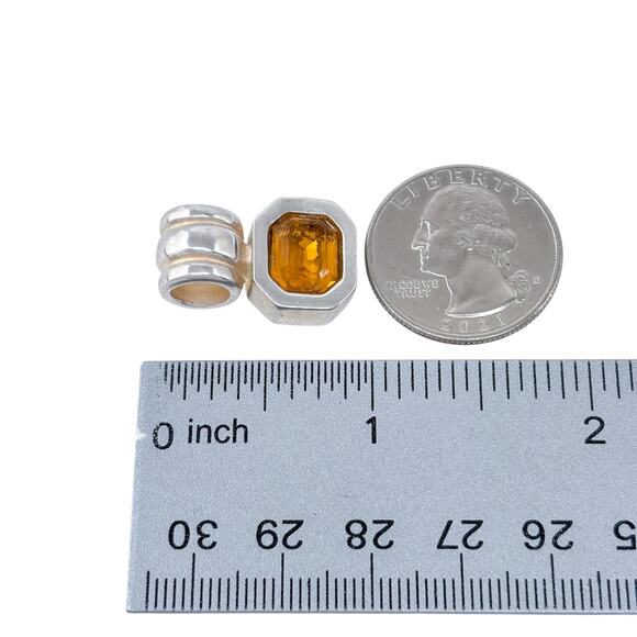 Estate Sterling Silver 925 Citrine Slide Pendant - Picture 7 of 8